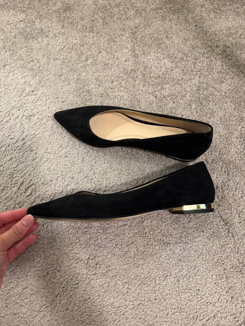 Marc Fisher Black Suede Pointed Toe Flats Women's Dress Shoes